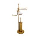 Piantana porta scopino in ottone-porta rotolo bagno-porta salviette e porta sapone-collezione Intreccio accessori bagno