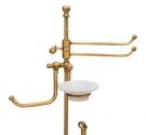 Piantana porta scopino in ottone-porta rotolo bagno-porta salviette e porta sapone-collezione Intreccio accessori bagno