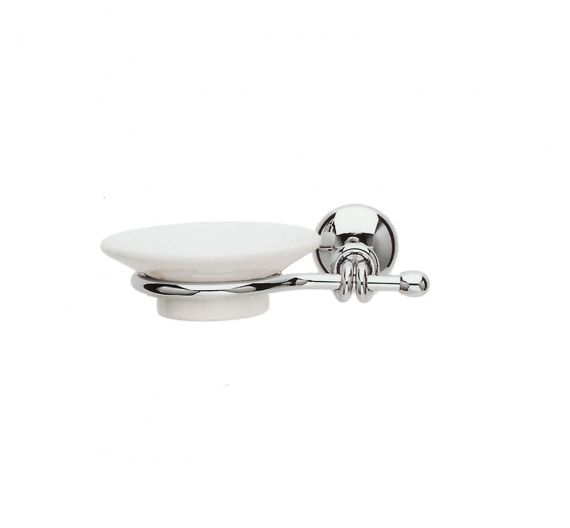 Soap holder wall-fixing lugs-white ceramic and chrome-plated brass-IdeArredoBagno quality accessories