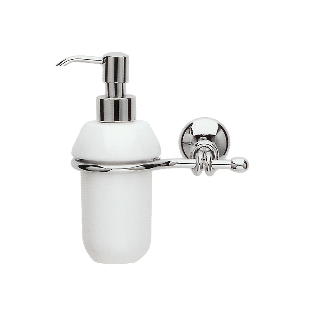 White ceramic soap dispenser suspended on wall for bathroom furniture - WEAVE LINE