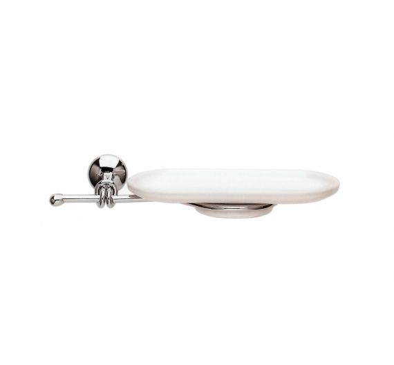 Accessorio porta sapone in ceramica bianca-piattino grande per arredamento da bagno-linea classica con nodo-produzione accessori