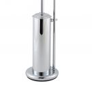 STANDING TOILET BRUSH HOLDER AND ROLL HOLDER SPRING IN CHROME-PLATED BRASS