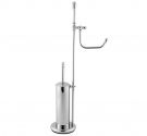 STANDING TOILET BRUSH HOLDER AND ROLL-LINE WAVE SPACE-SAVER-FLOOR LAMPS IN CHROME PLATED BRASS MADE IN TUSCANY