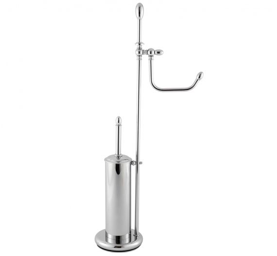 STANDING TOILET BRUSH HOLDER AND ROLL-LINE WAVE SPACE-SAVER-FLOOR LAMPS IN CHROME PLATED BRASS MADE IN TUSCANY
