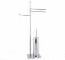 FLOOR LAMP RECTANGULAR BASE SPACE-SAVING DOOR BRUSH, ROLL AND TOWEL RACK IN CHROME PLATED BRASS-MADE IN TUSCANY