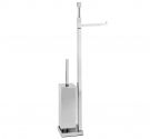 Standing toilet Brush holder and Roll holder online cube base space saving chromed brass