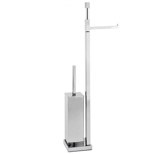 Standing toilet Brush holder and Roll holder online cube base space saving chromed brass