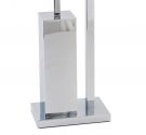 standing toilet brush holder and roll - line Cube with base space-saving rectangular brass chrome-plated