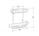  cestello porta oggetti doppio da parete in ottone - dimensioni generali oggetto