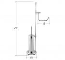 STANDING TOILET BRUSH HOLDER AND ROLL-LINE WAVE SPACE-SAVER-FLOOR LAMPS IN CHROME PLATED BRASS MADE IN TUSCANY