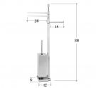 - standing bathroom toilet brush holder roll holder and paper towel holder in chromed brass - base space-saving square -