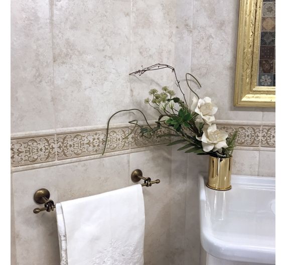 Porta telo a muro in ottone cromato-motivo classico a nodo-linea arredo bagno classica-qualità garantita