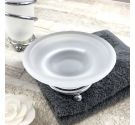Soap holder for sink, to support the shelf - bath support, classic style brass chrome-plated - soap in frosted glass
