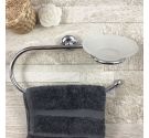 Towel from the wall and the soap dish in glass - bathroom accessories-brass chrome plated - rust protection and high resistance