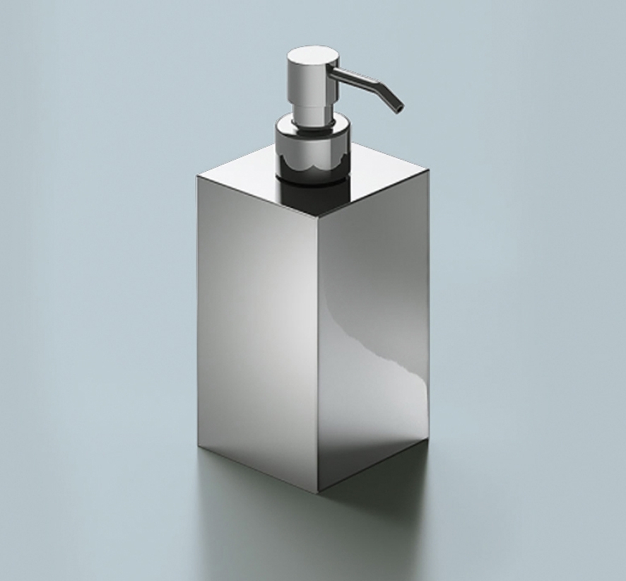 Square dispenser for chromed brass liquid soap