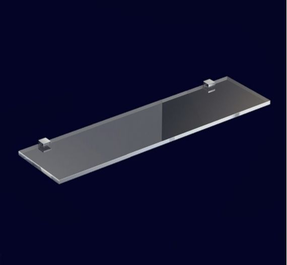 shelf satin glass clamps-square | L. 40 cm - Sp. 8mm