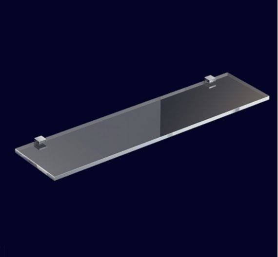 shelf glass bathroom satin or neutral - clamps, squares | L. 50 cm - Sp.8mm