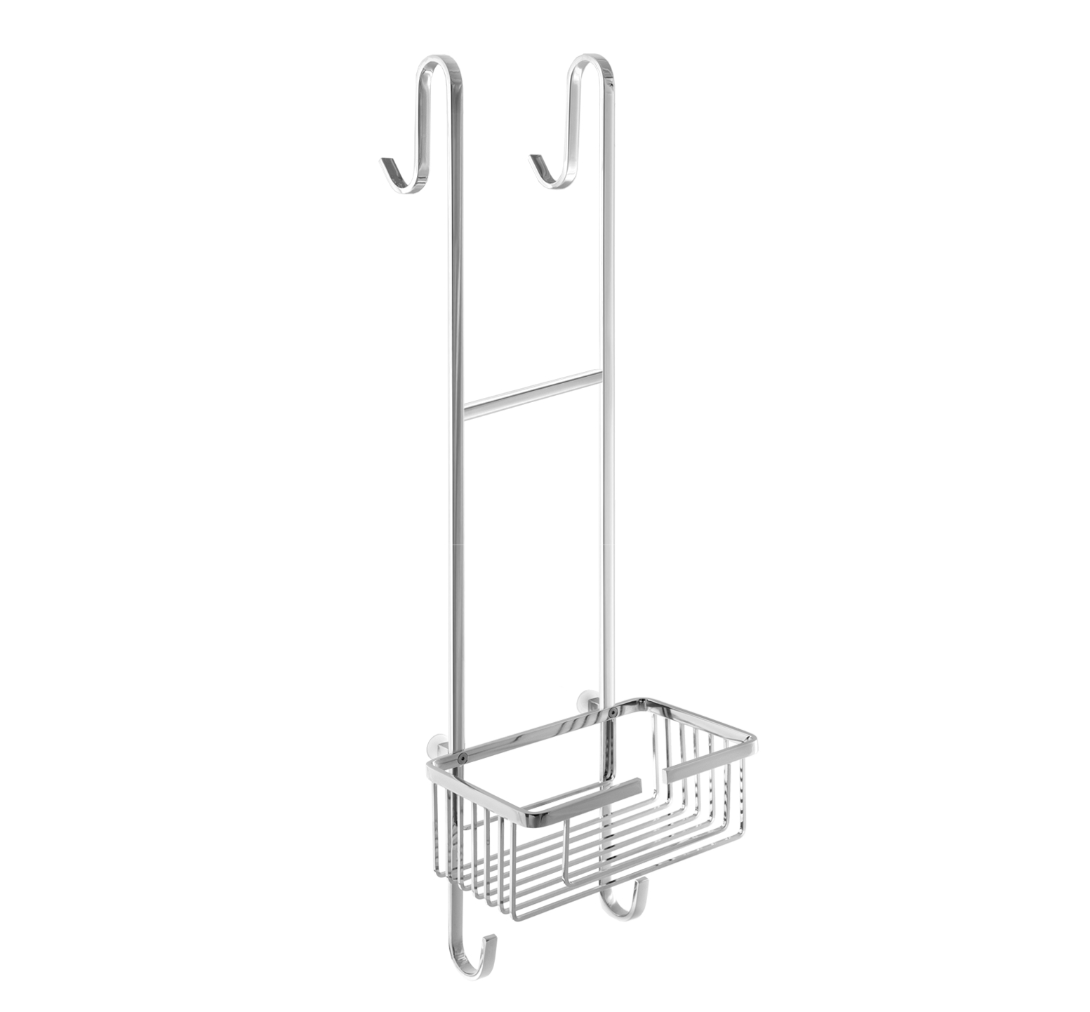 Single basket storage shower container - version long hooks to hang on the shower stall
