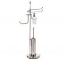 Stand roll holder-toilet brush holder wc-snacks, ceramic-wipes-free-standing luminaire in chrome-plated brass-compleento