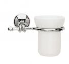 Glass toothbrush holder teeth fixed to the wall - white ceramic and brass, chrome - line bathroom furniture Weave