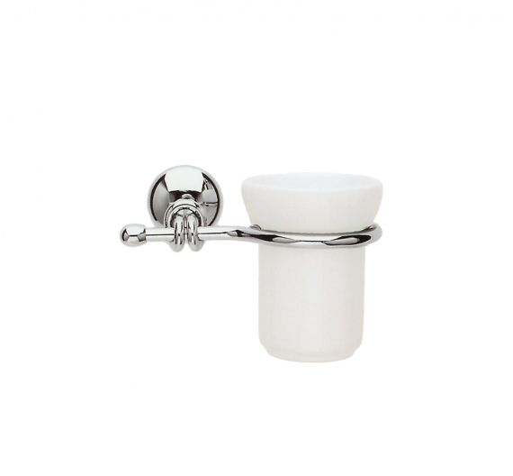 Glass toothbrush holder teeth fixed to the wall - white ceramic and brass, chrome - line bathroom furniture Weave