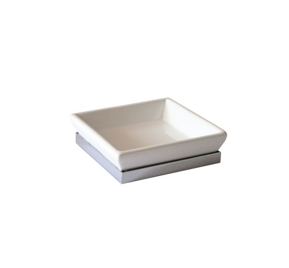 Porta Sapone ceramica bianca quadrato da lavabo bagno - arredo bagno prodotto in Italia