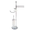 Standing paper towel holder, paper holder, toilet brush and soap dish in satin glass and high quality - LINE WAVE