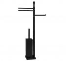 - standing bathroom toilet brush holder roll holder and paper towel holder in chromed brass - base space-saving square -