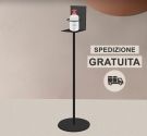 Piantana porta flacone disinfettante mani in metallo nero opaco con anello spedizione gratuita in Italia