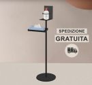 Free standing hand sanitizer dispenser holder with support ring and glove holder quality made in Italy