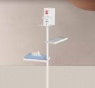 Floor stand dispenser for disinfectant with support ring and door safety devices guarantee of quality made in Italy