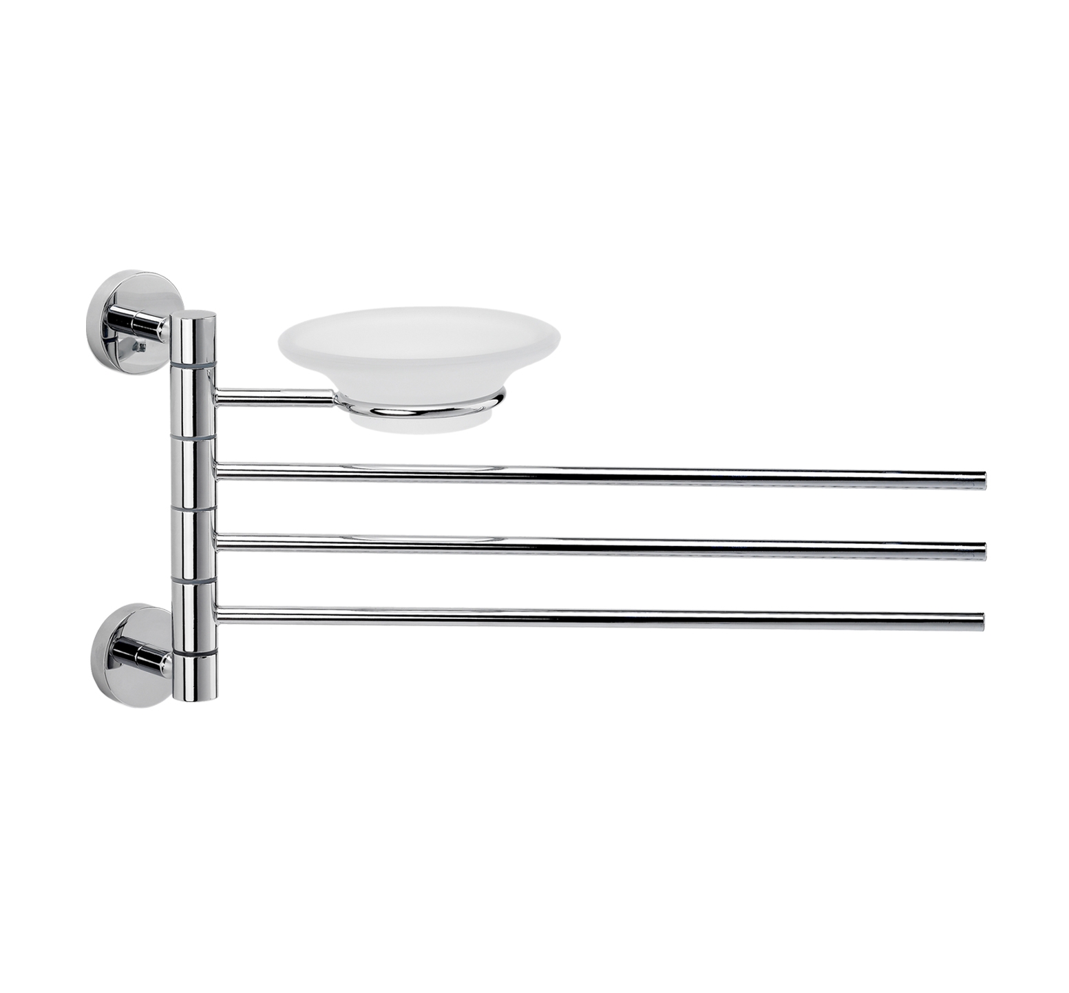 Wall towel rack with three rods and soap carrier - MINIMAL LINE
