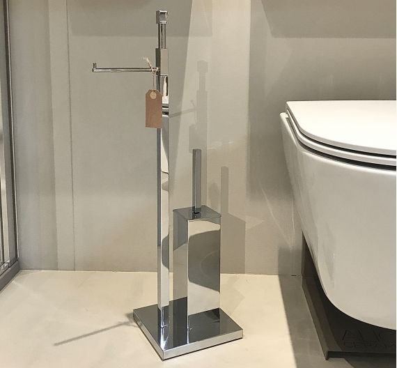 Free standing lavatory brush holder with toilet paper holder-high quality bathroom