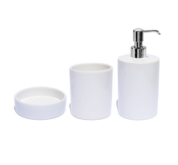 set of accessories for ceramic bathroom accessories composed of dispenser, door, toothbrush and soap holder-various colours