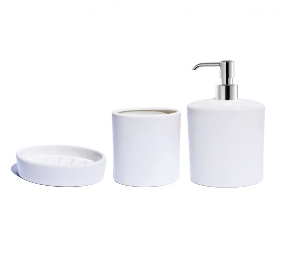 Set completo di accessori da bagno in ceramica di forma oval, stile classico alta qualità dispenser porta sapone e bicchiere
