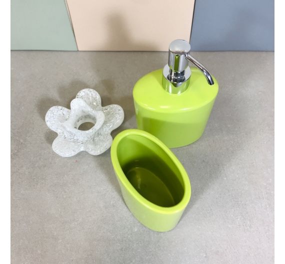 set accessories bathroom sink in ceramic-various colors - soap - dispenser - toothbrush holder