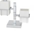 Accessori per arredamento del lavabo porta disenser e bicchiere su unico supporto - design geometrico e minimale alta qualità