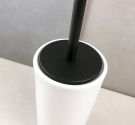 White ceramic toilet brush holder from the ground, chrome | bathroom Furniture Minimalist