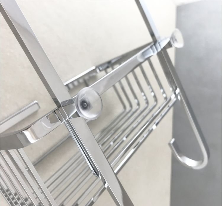 Cestello contenitore da bagno in acciaio da appendere alla doccia - fili  quadrati design bagno