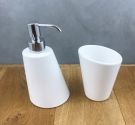 Shampoo dispenser and soap holder for bathroom furniture ceramic bottle various colors of quality craftsmanship Italian bathroom