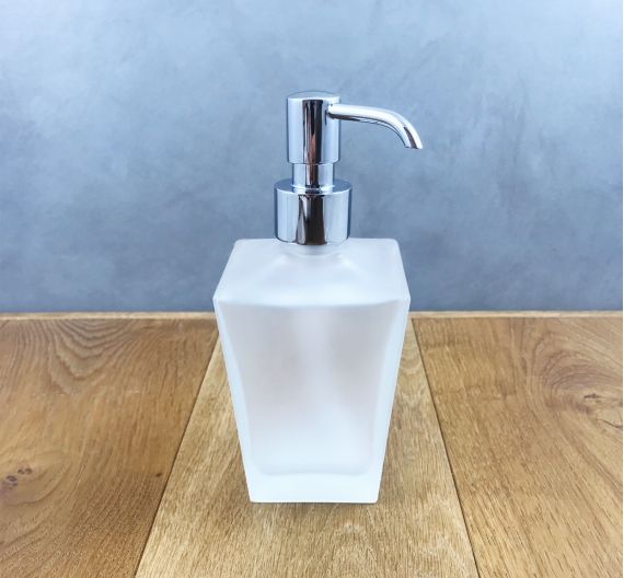 Dispenser flacone quadrato in vetro satinato porta sapone e porta shampoo per arredo bagno