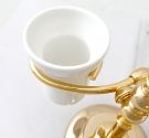 Complemento d'arredo per bagno colore oro completo di dispenser e bicchiere per spazzolini ceramica linea classica elegante