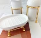  Porta sapone in stile classico con supporto color oro grande eleganza e piatto per sapone in ceramica bianca arredobagno qualit