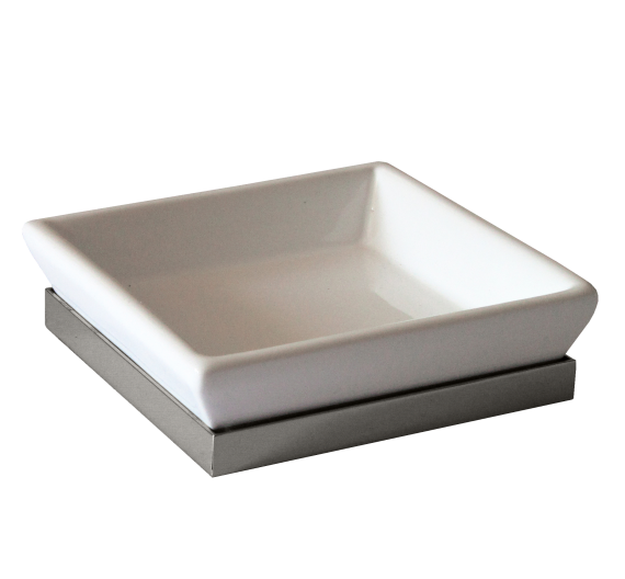Porta Sapone ceramica bianca quadrato da lavabo bagno - arredo bagno prodotto in Italia