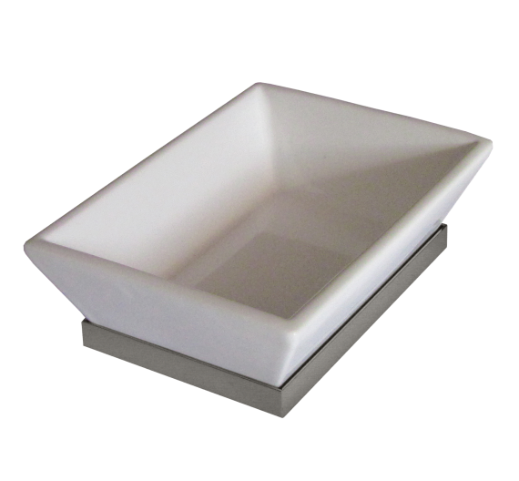 porta sapone forma rettangolare in ceramica bianca e supporto in ottone cromo-prodotto alta qualità