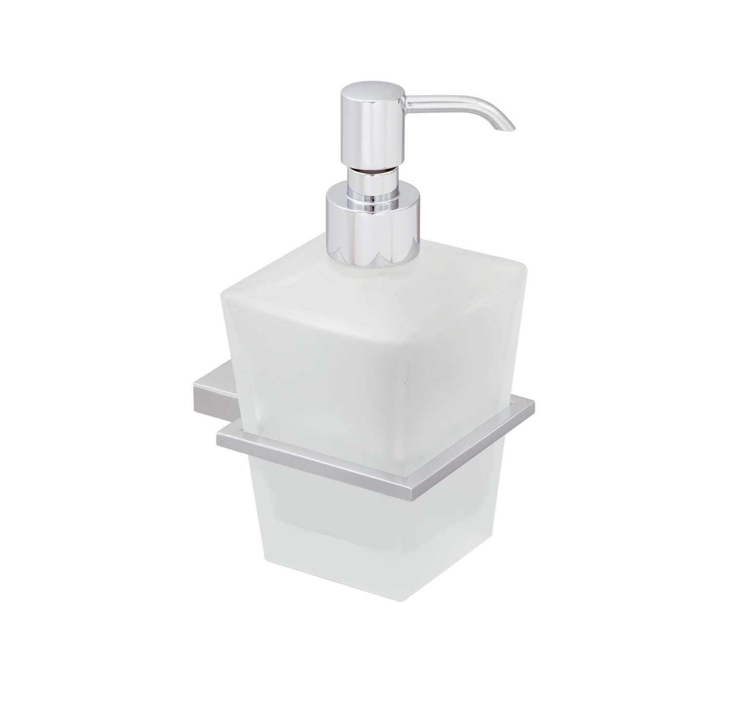 Dispenser porta sapone bagno a muro in vetro satinato PH 12 x 17 cm LINEA Q.TRE