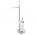 Floor freestanding toilet brush holder in frosted glass and paper roll-product bathroom rustproof brass