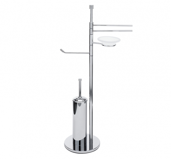 Floor stand bathroom freestanding with door brush, roll, towel and soap holder in frosted glass-bathroom Furniture Minimalist
