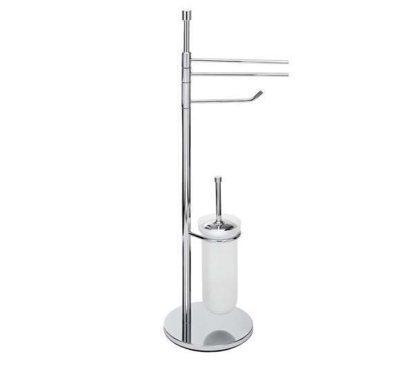 Floor freestanding toilet brush holder in satin glass and toilet roll holders | Bathroom from the ground is Minimal