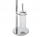 Floor freestanding toilet brush holder in satin glass and toilet roll holders | Bathroom from the ground is Minimal